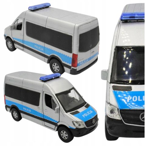 Samochód Metalowy Mercedes-Benz Sprinter Policja VAN Lodówa Welly 1:34